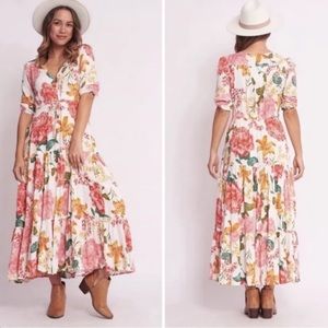 Abel the label anthropologie boho floral dress womens M Osaka Garden Dress